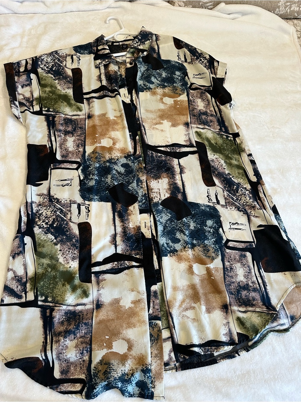 SHEIN Multi-Color Abstract Button-Down Shirt Dress